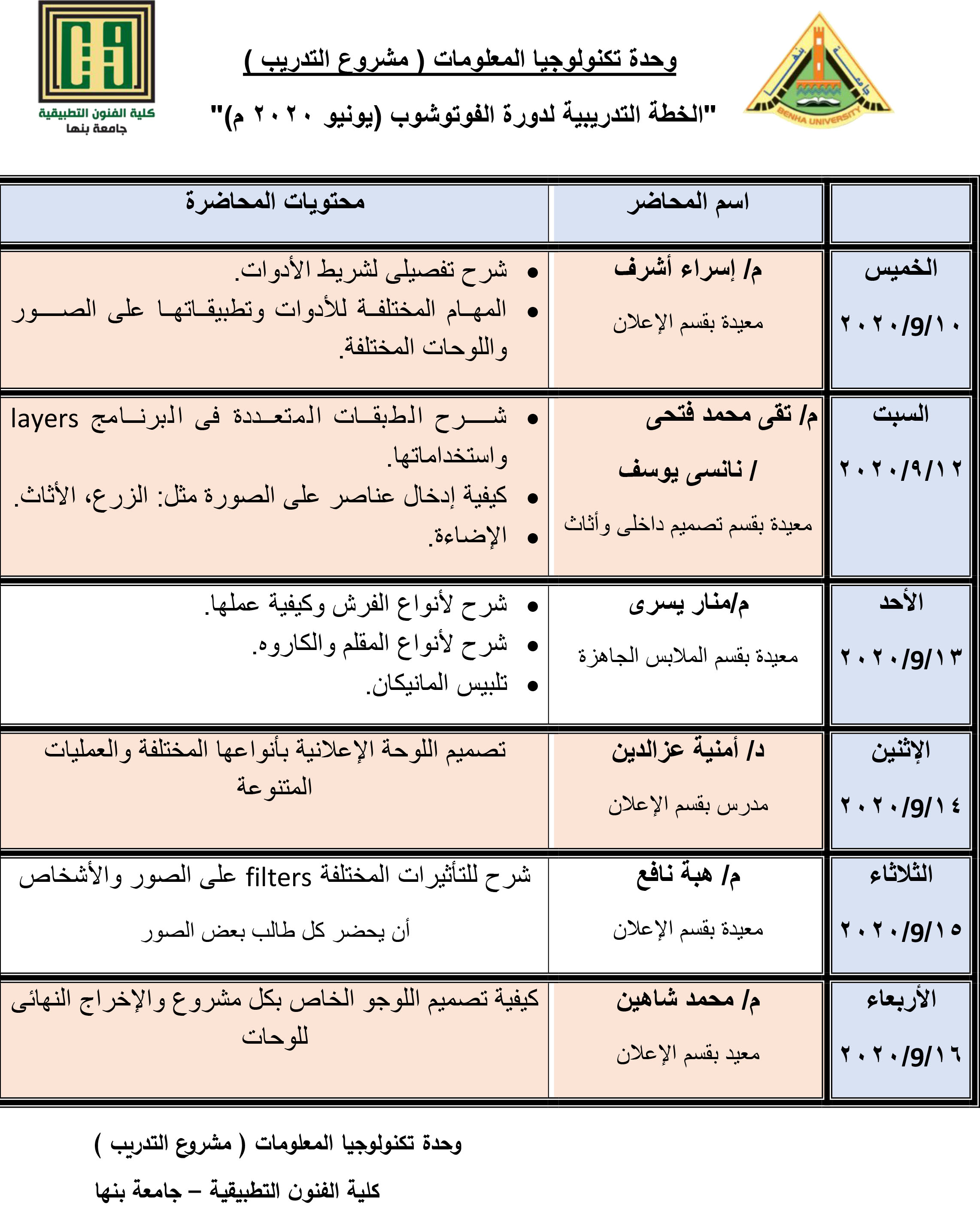 خطة دورة الفوتوشوب