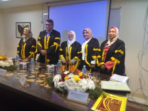 مناقشة رسالة ماجستير تحت عنوان تحسين الخواص الوظيفية لأقمشة تريكو اللحمة الجاكارد لملابس السيدات بقسم الغزل والنسيج