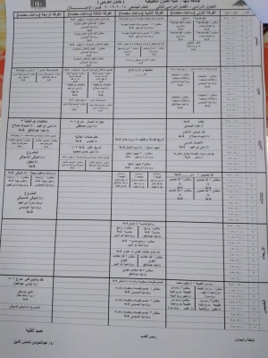 الجدول الدراسى للفصل الدراسى الثانى قسم الاعلان