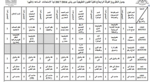 جدول الامتحانات النظرية للفرقة الرابعة للترم الاول للعام الدراسى 2016/2017