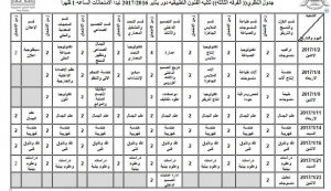 جدول الامتحانات النظرية للفرقة الثالثة للترم الاول للعام الدراسى 2016/2017