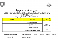جدول المناقشات التطبيقية ( الفرقة الاولى  - ساعات معتمدة ) للمستوى الثانى - الفصل الدراسى الثالث لقسم الثصميم الداخلى والاثاث للعام الدراسى 2016/2017
